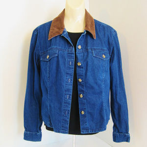 Charter Club-Womans Denim Jacket-Corduroy Collar-M
